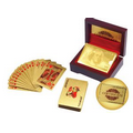 Gold Foil Plating Poker Plastic Playing Cards with Mahogany